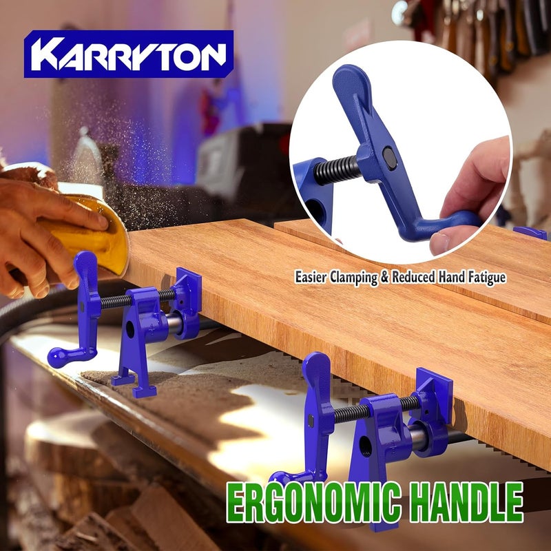 KARRYTON 1/2 Inch Heavy Duty Pipe Clamps for Woodworking, H-Style Wood Gluing Clamps, Adjustable Pipe Clamp Tool for Furniture, Cabinet Making & DIY Projects (Set of 4) - Image 5